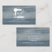 Friseur Salon Cosmetologin Blue Watercolor Visitenkarte (Vorne/Hinten)