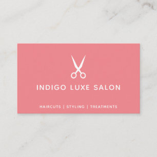 Friseur Salon Friseurstylist Moderne Schere Korall Visitenkarte