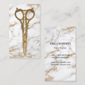 Friseur Salon Gold Antique Schere Trendy Marmor #2 Visitenkarte (Vorne/Hinten)
