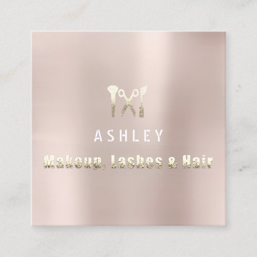 Friseur-Salon Makeup Lashes Quadratische Visitenkarte (Vorderseite)