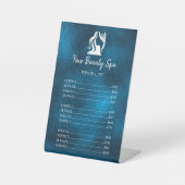 Friseur-Salon mit elegantem Speisekarte aus Weiß u Sockelschild (Vorderseite)