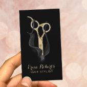 Friseur Salon Moderne Schwarz & Gold Haare Stylist Visitenkarte
