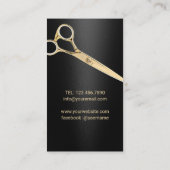 Friseur Salon Moderner Schwarzer Gold-Schere Haar Visitenkarte (Rückseite)
