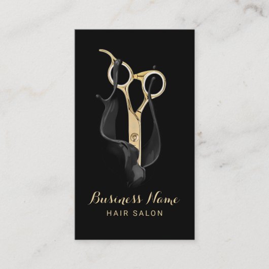 Friseur Salon Modernes Schwarzes & Gold Haar Termi Terminkarte (Vorderseite)