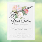 Friseur Salon Öffnungszeiten Rosenrosen Hellgrau Fensteraufkleber (Blatt 3)