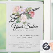 Friseur Salon Öffnungszeiten Rosenrosen Hellgrau Fensteraufkleber (Zuhause)