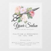 Friseur Salon Öffnungszeiten Rosenrosen Hellgrau Fensteraufkleber (Blatt)