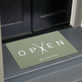 Friseur-Salon Schere Open Sage Grün Willkommen Fußmatte