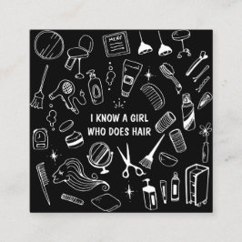 Friseur Salon Stylist Black Quadratische Visitenkarte