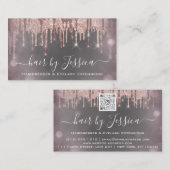 Friseur-Salon Stylist Friseur Gray Tropfens QRCode Visitenkarte (Vorne/Hinten)