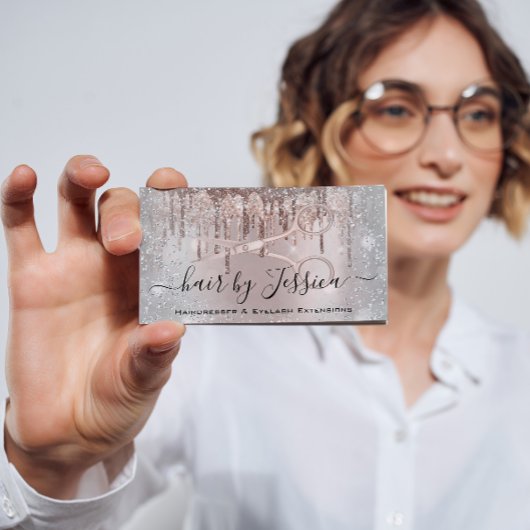 Friseur Salon Stylist Friseur Schere Rose Grau Visitenkarte