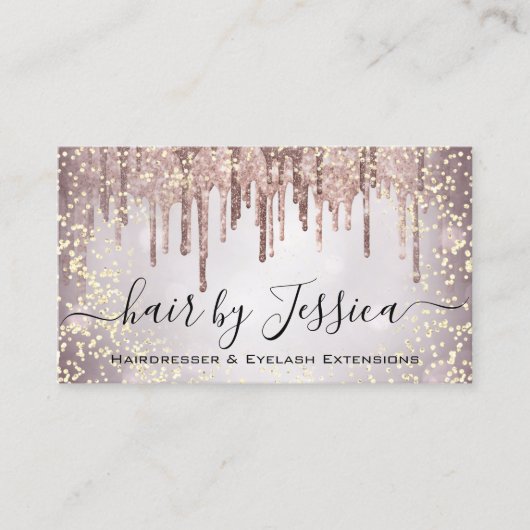 Friseur Salon Stylist Frisör Rose Tropfen QR Code Visitenkarte (Vorderseite)