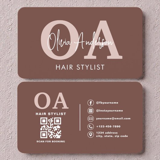 Friseur-Salon Terrakotta-QR-Code Visitenkarte