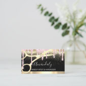 Friseur Schere Coiffeur Confetti Pink Gold Visitenkarte (Stehend Vorderseite)