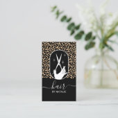 Friseur Schere & Hand Logo Leopard Salon Visitenkarte (Stehend Vorderseite)