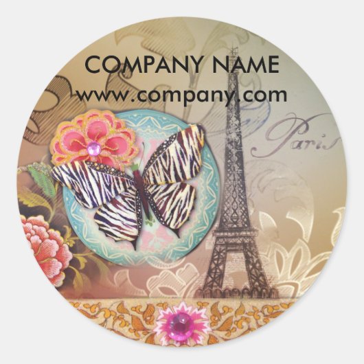 Friseur-Schminkkünstler-Chic-Paris-Eiffelturm Runder Aufkleber (Vorderseite)