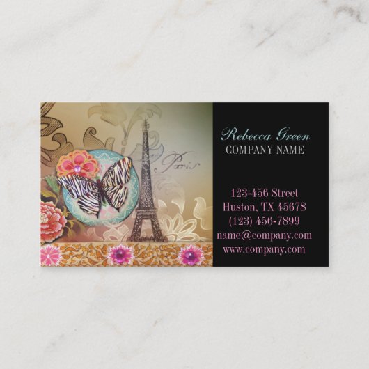 Friseur-Schminkkünstler-Chic-Paris-Eiffelturm Visitenkarte (Vorderseite)