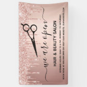 Friseur Schönheitssalon Rose Gold Glitzer Tropfen Banner (Vertikal)