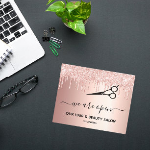 Friseur Schönheitssalon Rose Gold Glitzer Tropfen Flyer