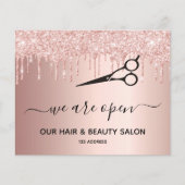 Friseur Schönheitssalon Rose Gold Glitzer Tropfen Flyer (Vorne)