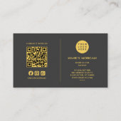 Friseur Schwarz-Gold-Monogramm QR-Code-Logo Visitenkarte (Rückseite)