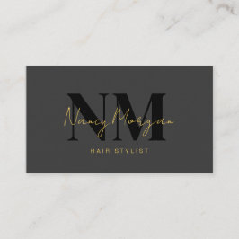 Friseur Schwarz-Gold-Monogramm QR-Code-Logo Visitenkarte