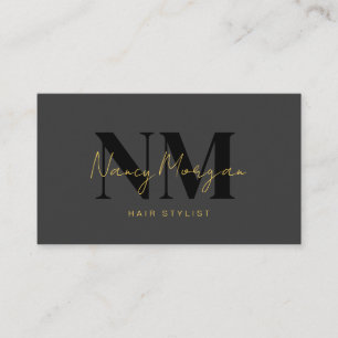 Friseur Schwarz-Gold-Monogramm QR-Code-Logo Visitenkarte