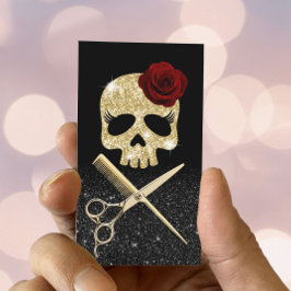 Friseur Schwarz & Gold Schädel Schönheitssalon Visitenkarte