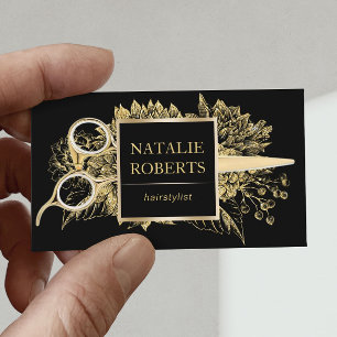 Friseur Schwarz & Gold Schönheitssalon Visitenkarte