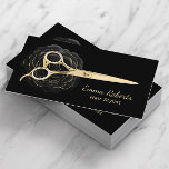 Friseur Schwarz & Gold Schönheitssalon Visitenkarte<br><div class="desc">Friseur-Stylistische Schwarz & Gold Blume Beauty Salon Business Cards.</div>