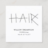 Friseur Schwarz-weiß Bobby Buttons Friseur Treppe Quadratische Visitenkarte (Vorderseite)