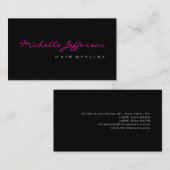 Friseur Script Grau Rosa Visitenkarte (Vorne/Hinten)