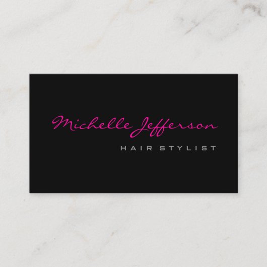 Friseur Script Grau Rosa Visitenkarte (Vorderseite)