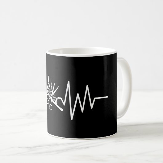 Friseur Shop - Barberschere Comb Heartbeat Coffe Kaffeetasse (VorderseiteRechts)