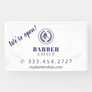 Friseur-Shop einfaches, modernes blaues Logo Werbu Banner