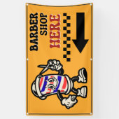 Friseur-Shop Hier Pfeil drehen Links Zaun-Anzeige Banner (Vertikal)
