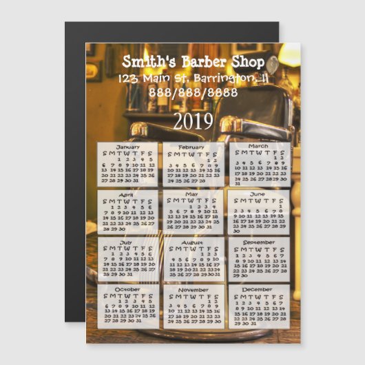Friseur Shop Mini Kalender Magnet 2019 (Vorne/Hinten)