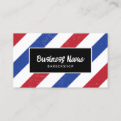 Friseur Shop Minimalistisch Blue & Red Streifen Ha Visitenkarte (Vorderseite)