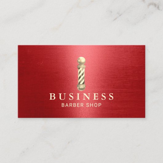 Friseur Shop Moderne Red & Gold Hair Stylist Visitenkarte (Vorderseite)