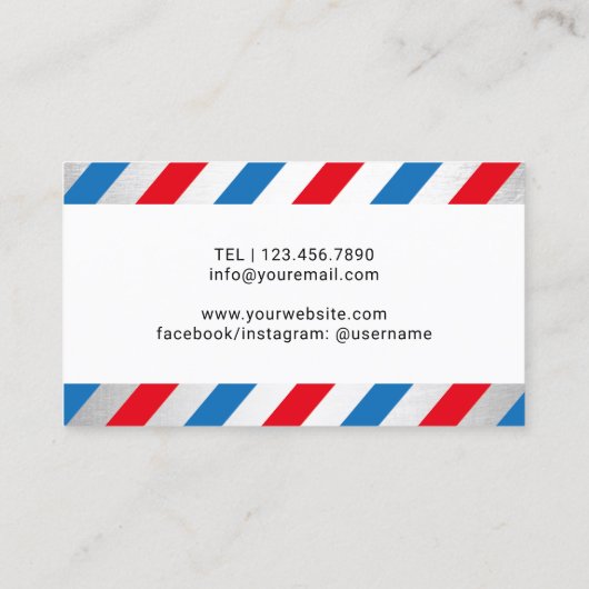 Friseur Shop Mustache Haare Stylist Blaue Streifen Visitenkarte (Rückseite)