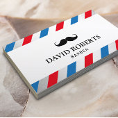 Friseur Shop Mustache Haare Stylist Blaue Streifen Visitenkarte