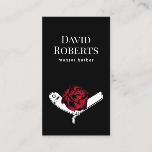 Friseur-Shop Razzia & Rose Blume Tattoo Barbershop Visitenkarte (Vorderseite)