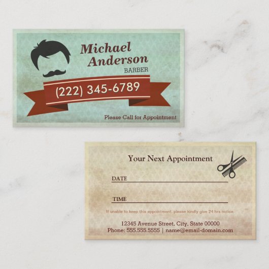 Friseur-Shop-Salon - Vintage Bestellkarte Terminkarte (Vorne/Hinten)
