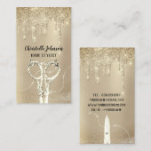 Friseur Smoky Gold Tropfen Glitzer Scheren Visitenkarte (Vorne/Hinten)