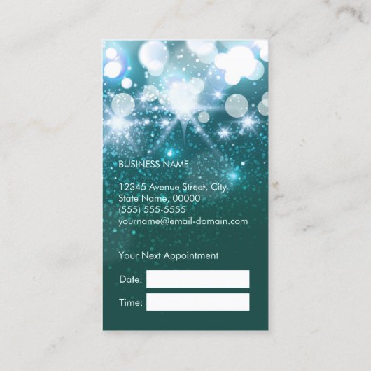 Friseur-Sterne-Karte Karte Aquamariner Glitzer Spa (Rückseite)