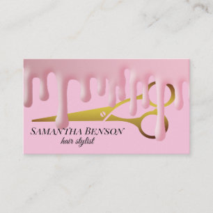 Friseur Stilfserei Rosa Treiben Goldener Schere Sa Visitenkarte