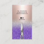 Friseur-Stilfserie Rote Rose Lila Salon Visitenkarte (Rückseite)