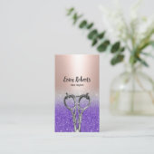 Friseur-Stilfserie Rote Rose Lila Salon Visitenkarte (Stehend Vorderseite)