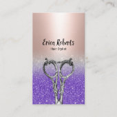 Friseur-Stilfserie Rote Rose Lila Salon Visitenkarte (Vorderseite)