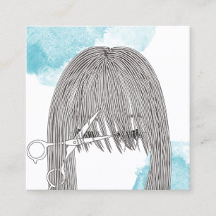 Friseur-Stilschere & Zeichnend Girl Quadratische Visitenkarte